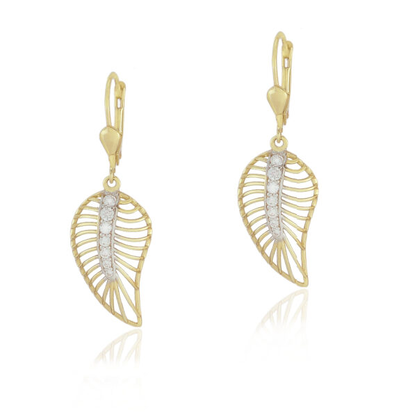 Σκουλαρίκια κρεμαστά φτερά από Κίτρινο Χρυσό Κ14