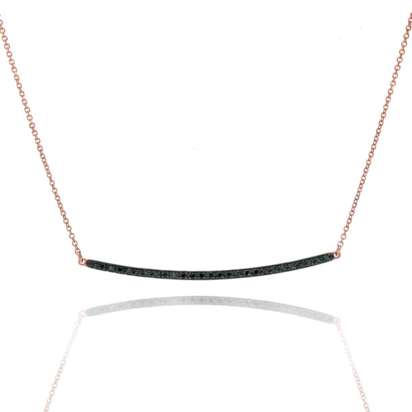 Κολιέ μπάρα με μαύρα μπριγιάν από Ροζ Χρυσό Κ14
