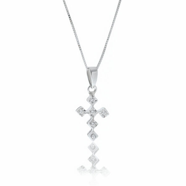 Κολιέ σταυρός από Λευκό Χρυσό Κ14