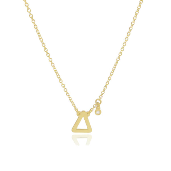 Κολιέ μονόγραμμα 'Δ' από Κίτρινο Χρυσό Κ14 με μπριγιάν