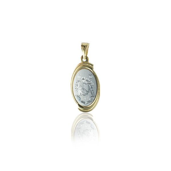 Κρεμαστό φυλαχτό Ιησούς από Κίτρινο και Λευκό Χρυσό Κ14