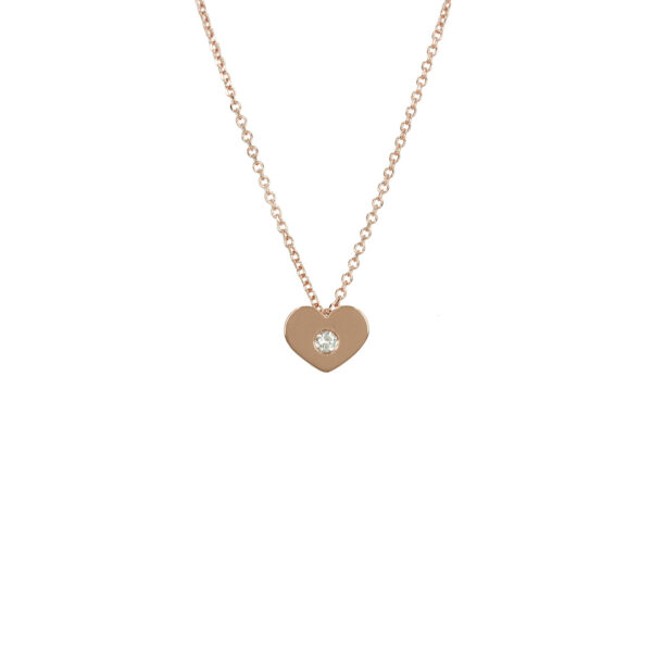 Κολιέ καρδιά από Ροζ Χρυσό Κ14 με μπριγιάν