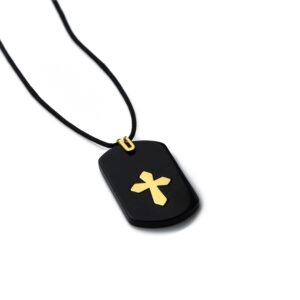 mens gold necklace dog tag crux iv yellow 14k cotton string rockmanjewerly 090478 1