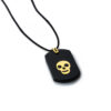 mens gold necklace dog tag skull yellow 14k cotton string rockmanjewerly 090483 1